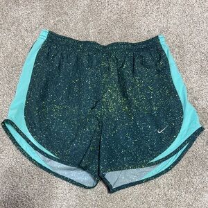 Nike Women's Athletic Shorts in Speckled Teal and Lime